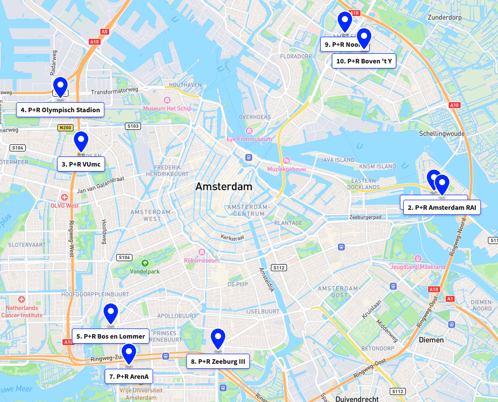 Karte - Park and Ride in Amsterdam