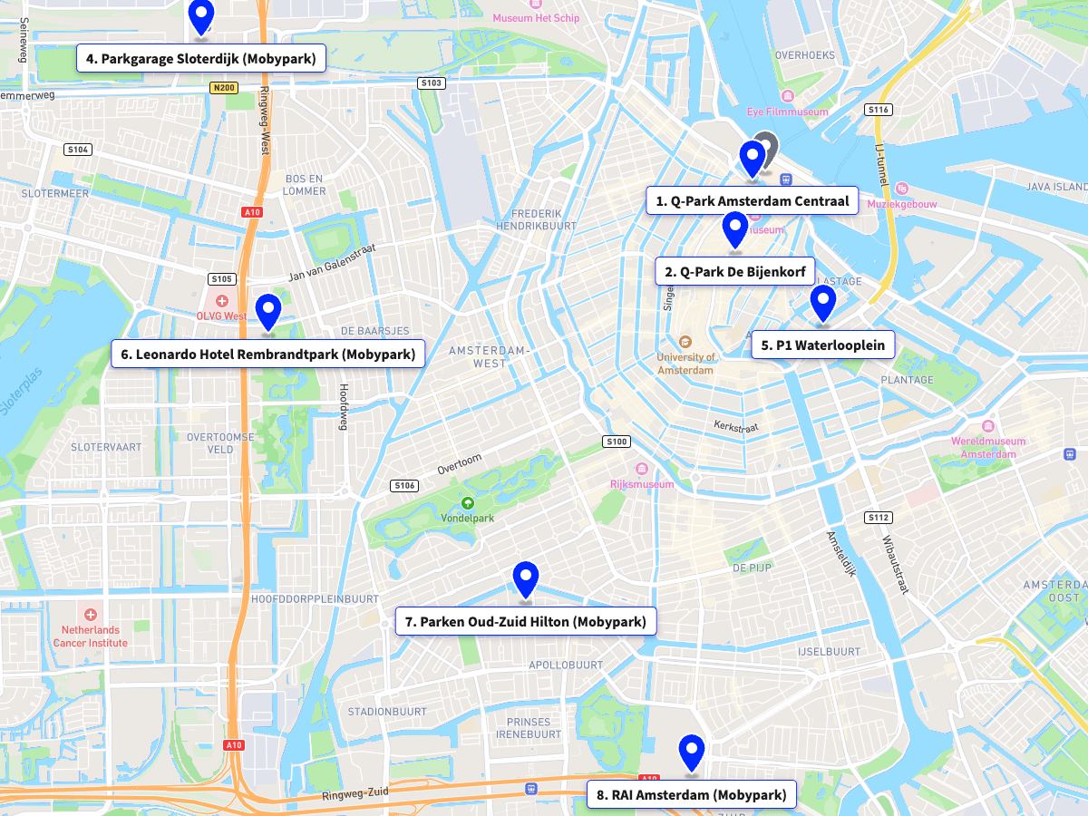 Karte - Parkhäuser in Amsterdam