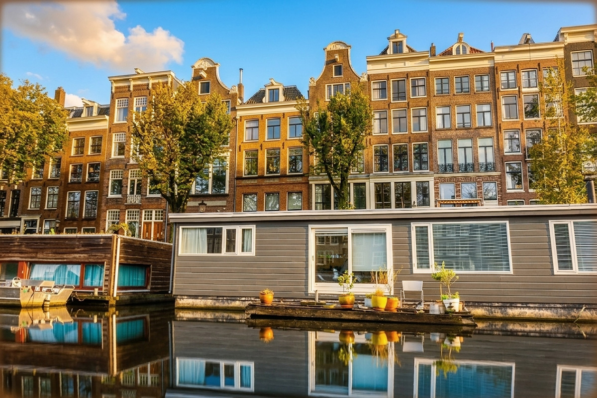 Hausboot an einer Gracht in Amsterdam – Übernachten mitten im Zentrum