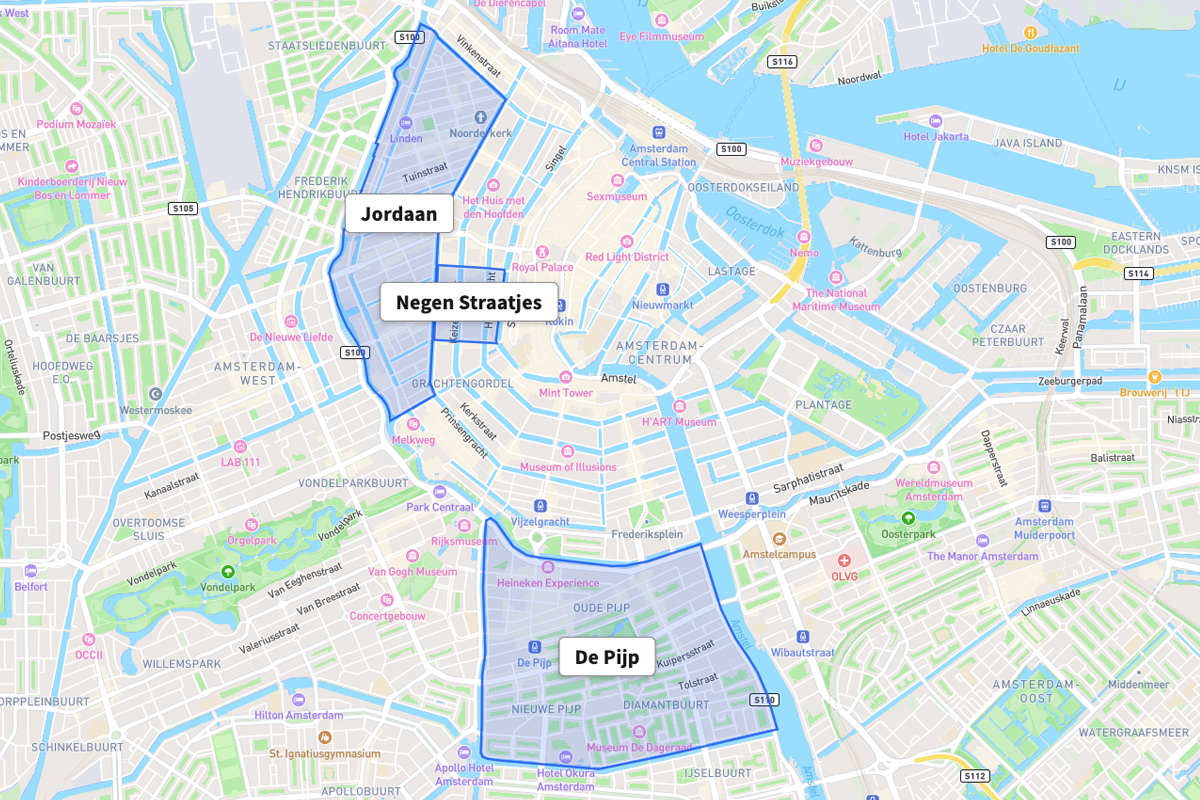 Karte – Stadtteile und Viertel von Amsterdam im Überblick