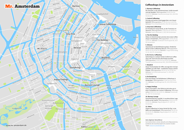 Coffeeshop-Karte, Amsterdam