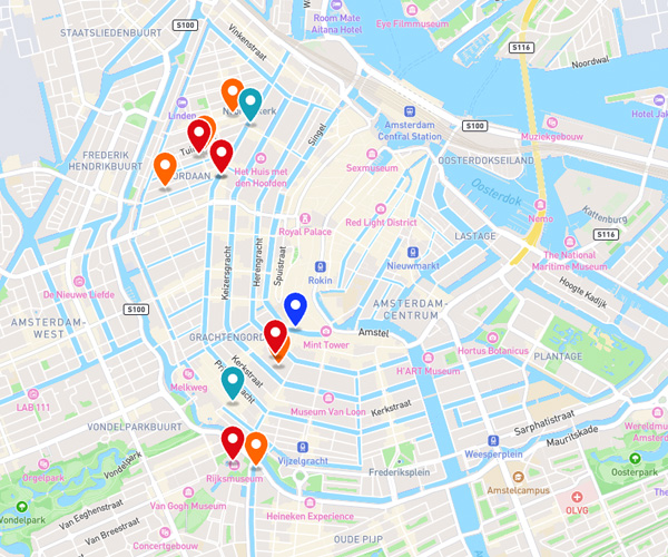 Karte - Grachten in Amsterdam